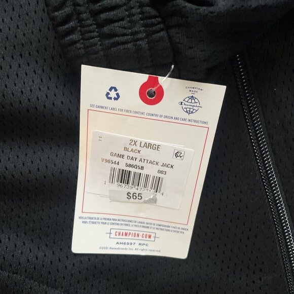 Champion Jacket Men's 2XL Game Day Attack Logo Mesh Full‎ Zip Track Black - Picture 4 of 5